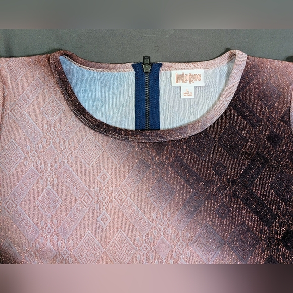 NWT LulaRoe Elegant Amelia Dress Rose Gold Diamond Pattern Pink/Plum Ombré L - Picture 3 of 11